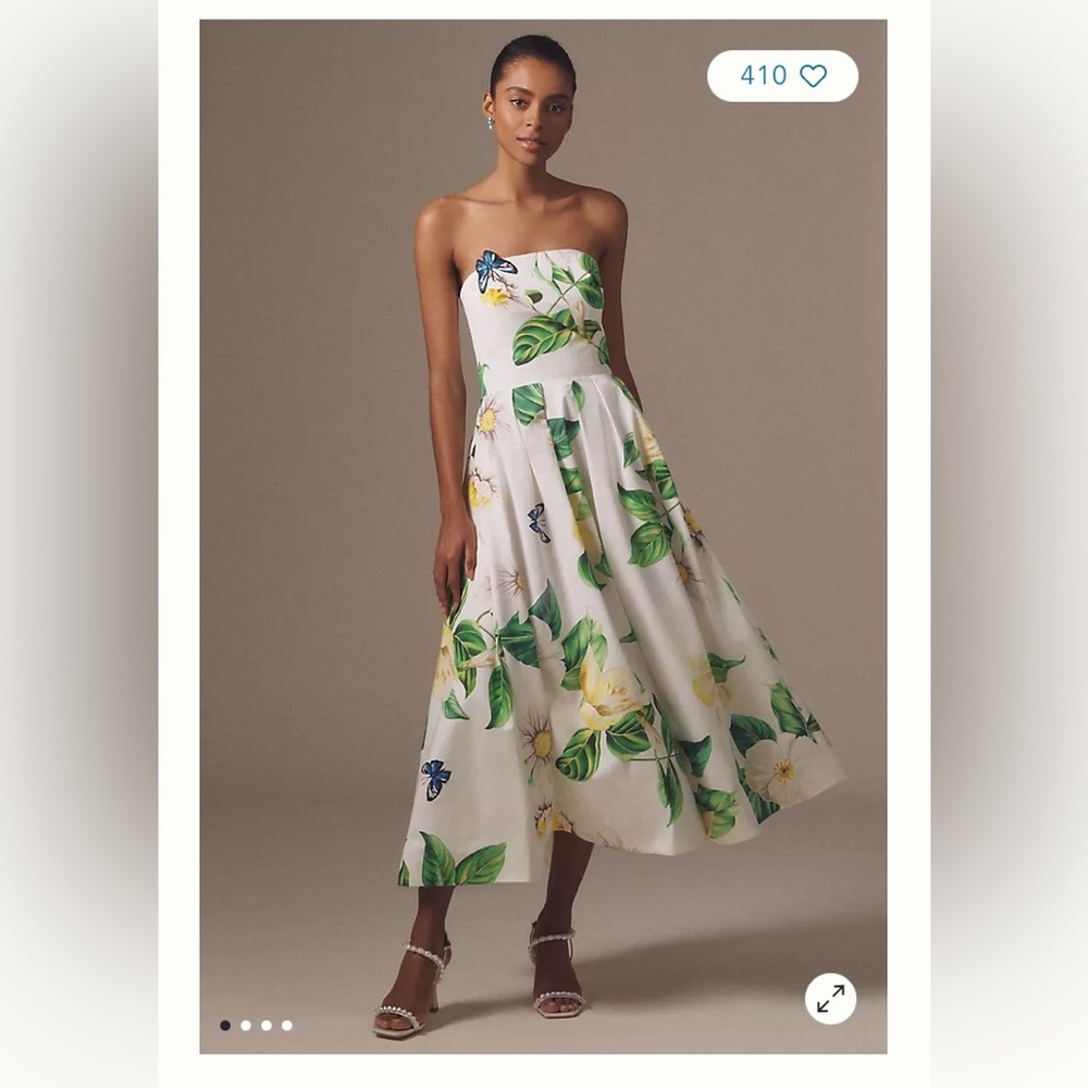 LEO LIN Lynn Strapless Bustier Appliqué A-Line Midi Dress